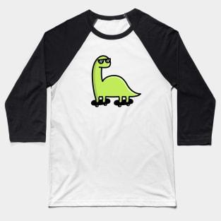 Skateboarding Dino Brachiosaurus Baseball T-Shirt